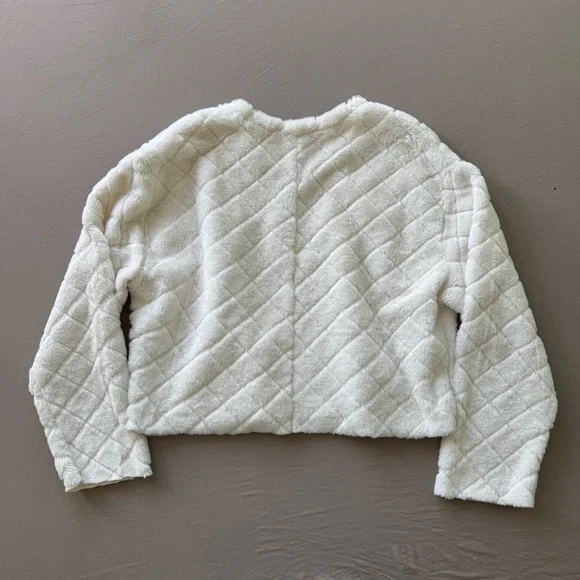 Zara Crop Quilted Faux Fur Sweater - Picture 3 of 12